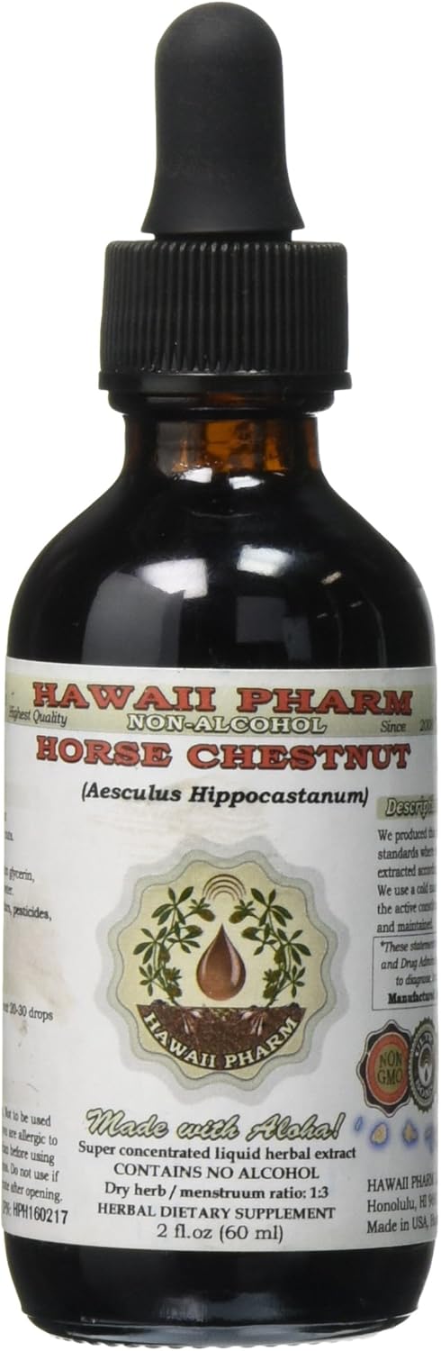 Horse Chestnut Alcohol-Free Liquid Extract, Organic Horse Chestnut (Aesculus hippocastanum) Dried Nuts Glycerite 2 oz...